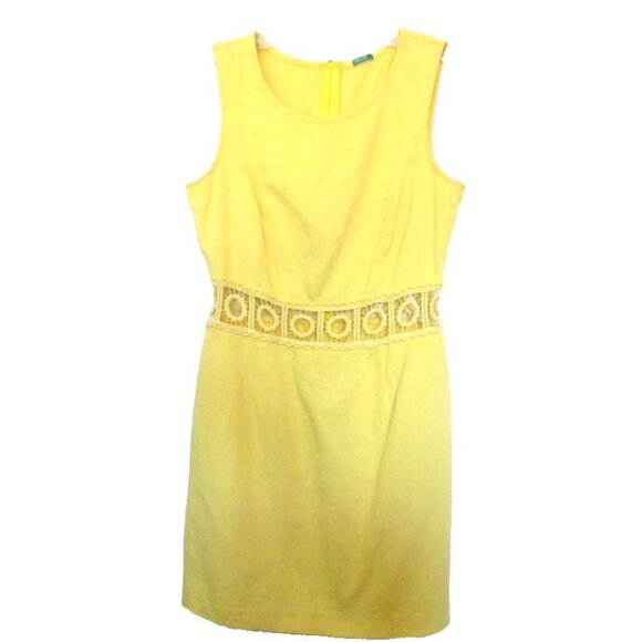 benetton 1990s vintage mod yellow crochet dress size small xs - Picture 4 of 5